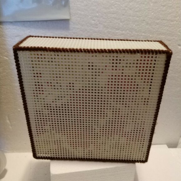 3/$15.  Napkin Holder Brown & Off-White Plastic Canvas Needlecraft - Picture 4 of 7